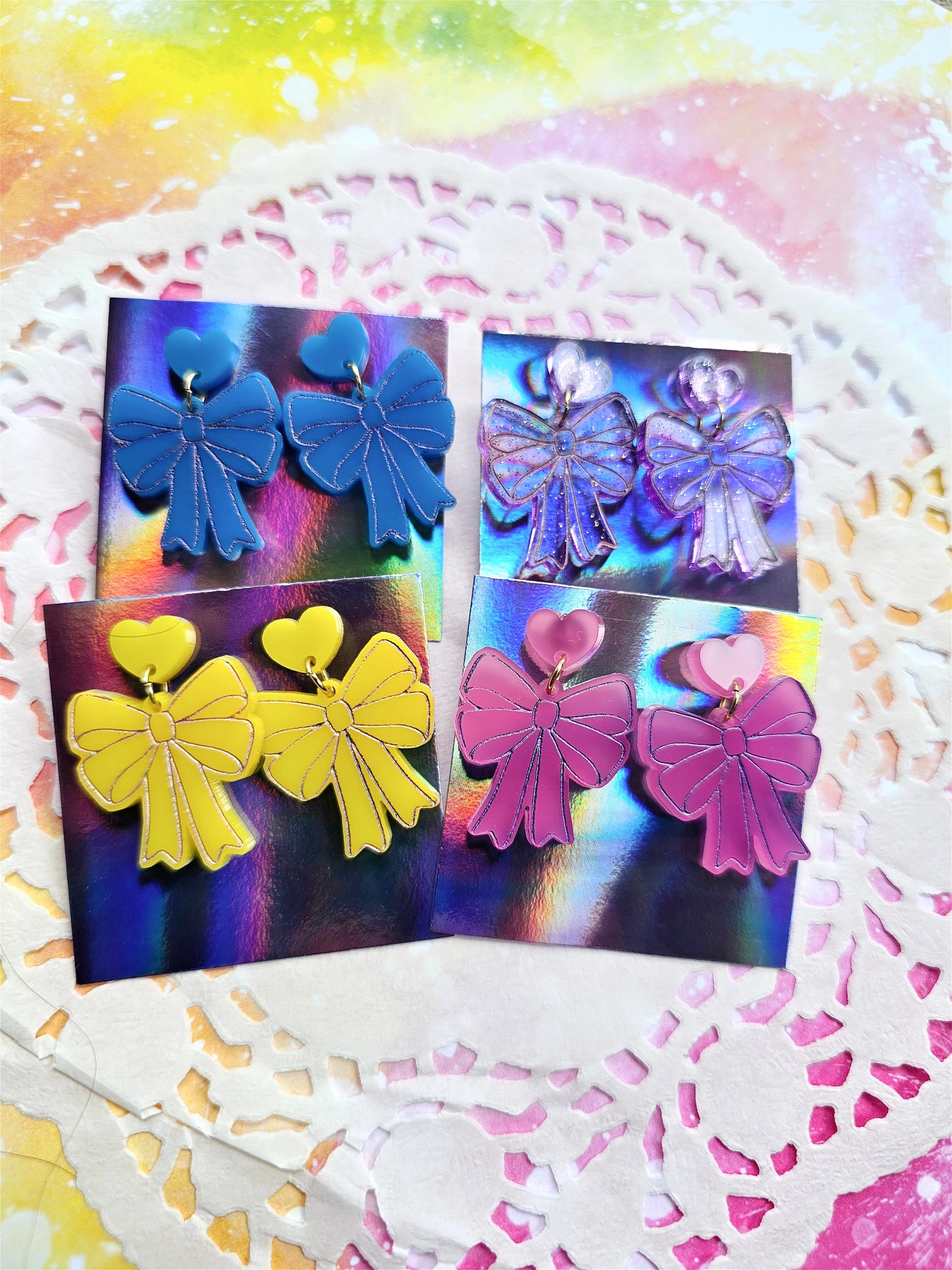 Summer Bow Earrings | Pink Earrings | Lolita Earrings | Statement Earrings | Neon Earrings