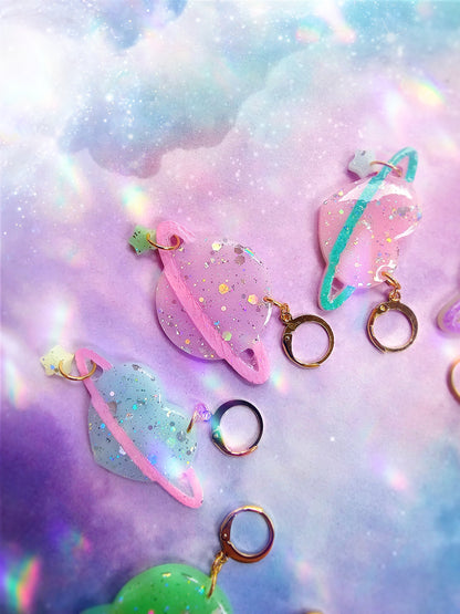 Pastel Planet Earrings | Uchuu Kei Earrings | Fairy Kei | Pastel Earrings |