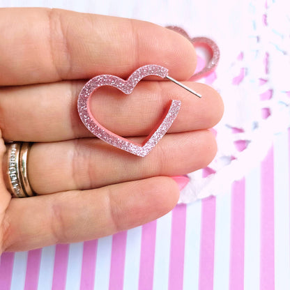 Small Heart Hoops | Statement Hoop Earrings | 90s Earrings | Chunky Earrings | Gyaru Earrings