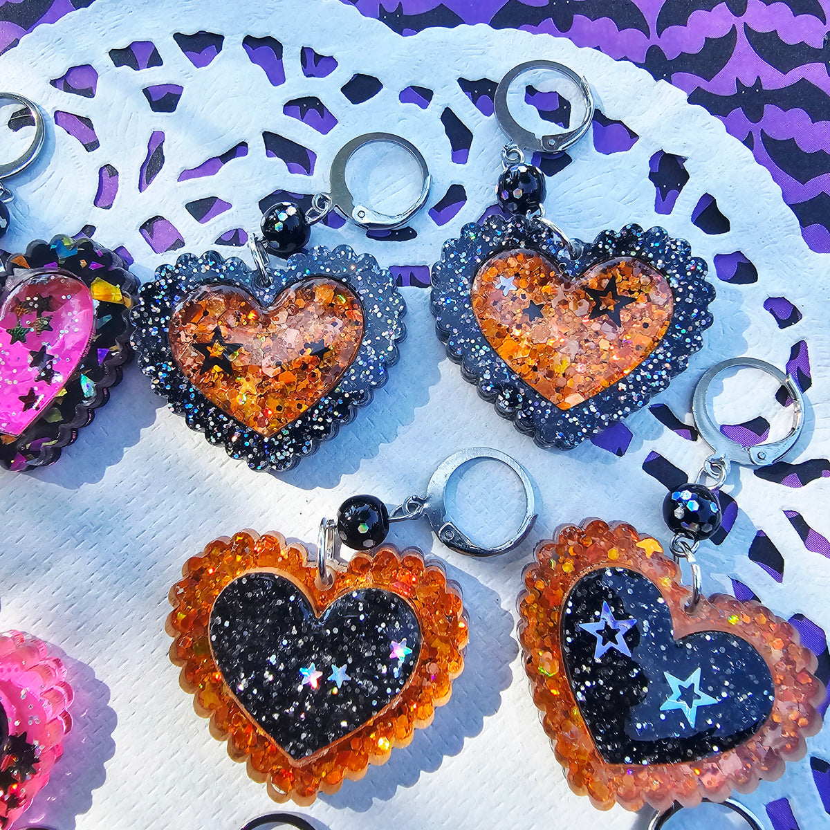 Halloween Heart Earrings | Goth Earrings | Gothic Lolita Earrings