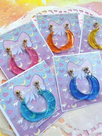 Jelly Moon Earrings | Mahou Kei Earrings | Fairy Kei | Moon Stud Earrings | Pastel Earrings