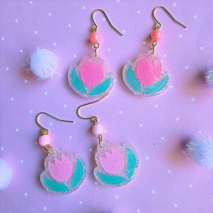 Pastel Tulip Earrings | Flower Earrings | Pink Tulip | Cottage Core Earrings | Spring Earrings | Summer Earrings | Easter Earrings