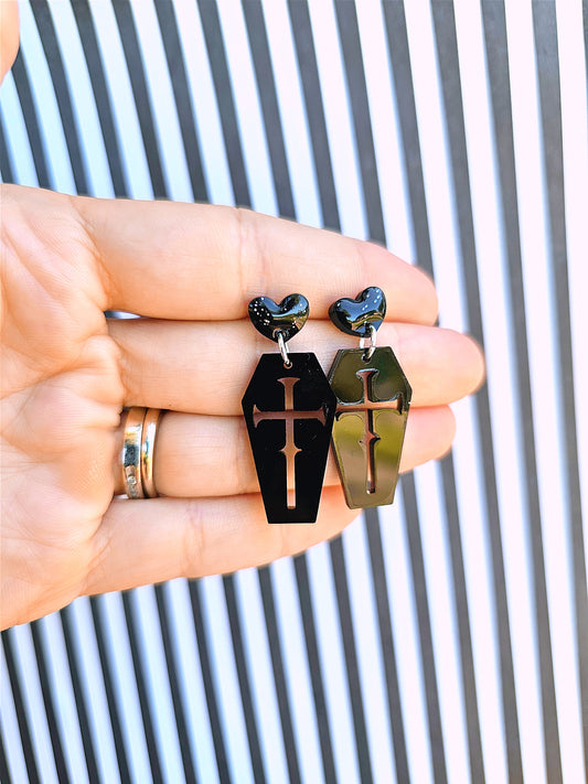 Gothic Coffin Earrings | Halloween Earrings | Gothic Earrings