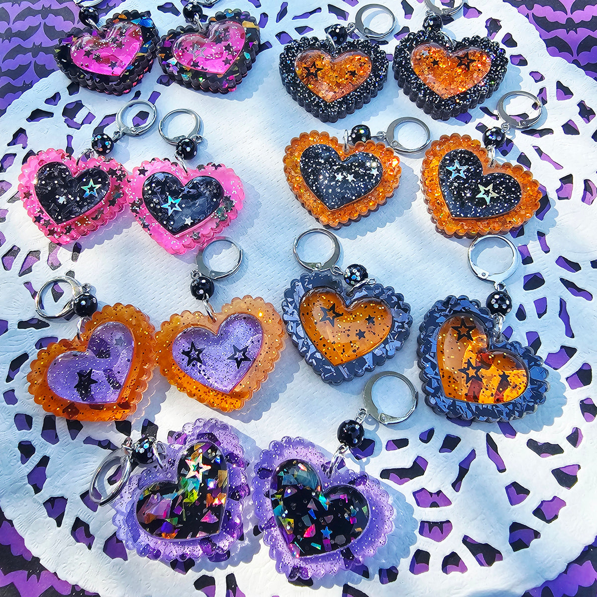 Halloween Heart Earrings | Goth Earrings | Gothic Lolita Earrings