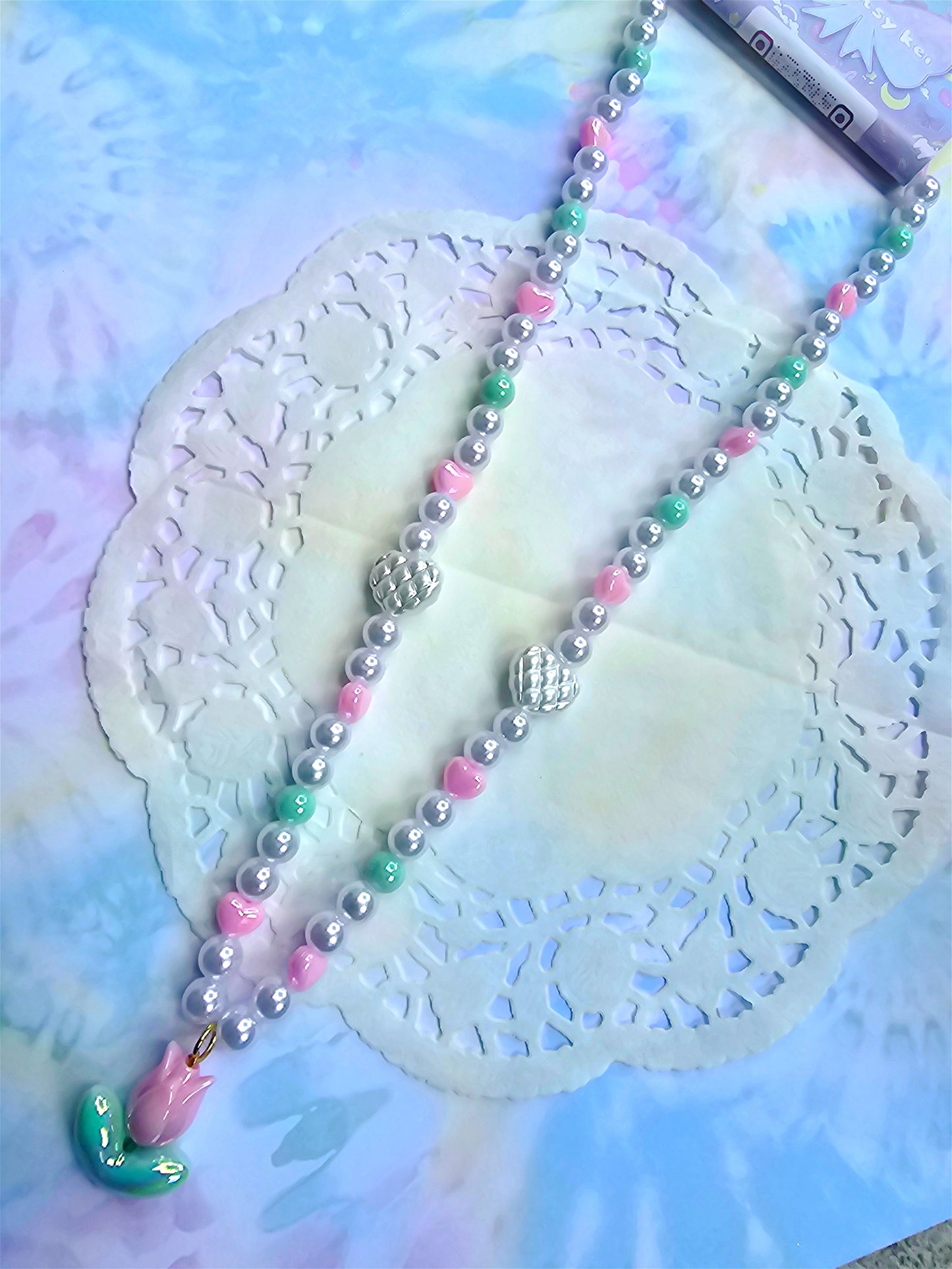 Beaded Tulip Necklace | Sweet Lolita Necklace | Cottage Core Necklace | Fairy Kei Necklace