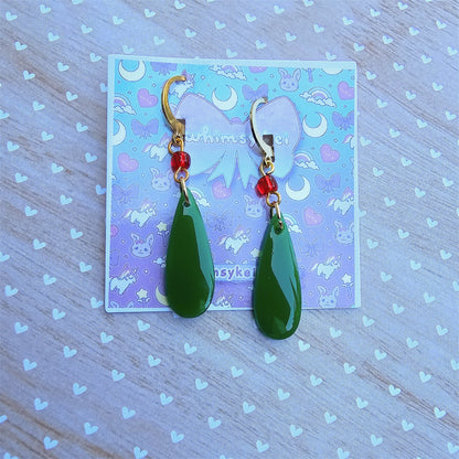 Howl Earrings | Moving Castle Earrings | Wizard Earrings | Green Earrings | Anime Inspired Earrings