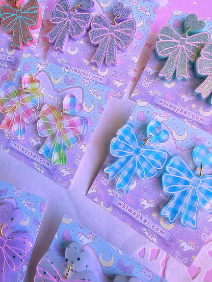 Easter Bow Earrings | Pink Earrings | Lolita Earrings | Statement Earrings | Cottage Core Earrings