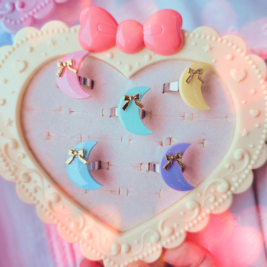 Pastel Moon Ring | Pastel Moon | Fairy Kei Ring | Decora Kei | Sweet Lolita Ring