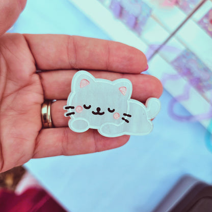 Cat Hair Clip | White Kitty Clip | Valentines Cat Clip | Cute Cat | Kawaii Kitty Hair Clip