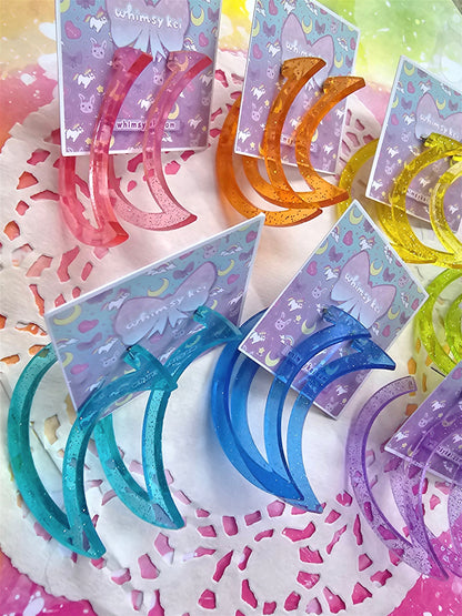 Large Moon Hoops | Statement Hoop Earrings | 90s Earrings | Chunky Earrings | Fairy Kei Earrings