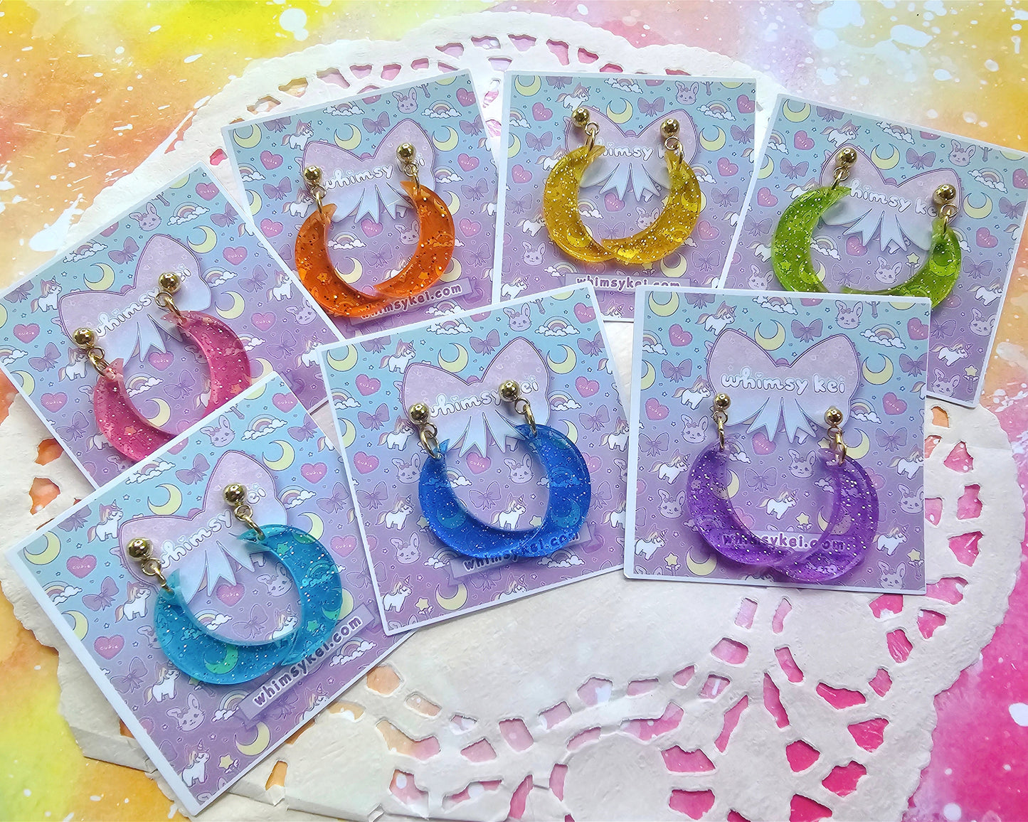 Jelly Moon Earrings | Mahou Kei Earrings | Fairy Kei | Moon Stud Earrings | Pastel Earrings