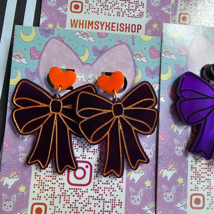 Halloween Bow Earrings | Halloween Earrings | Lolita Earrings | Statement Earrings | Gothic Earrings