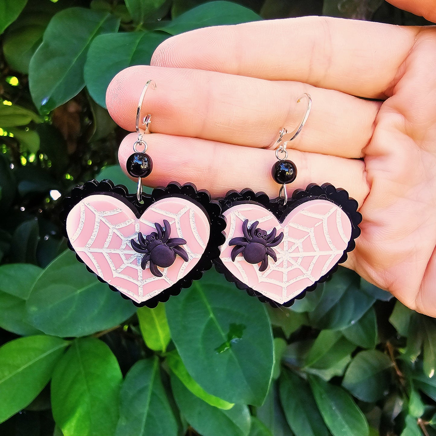 Elegant Spiderweb Earrings | Halloween Earrings | Heart Earrings | Spider Earrings | Pastel Halloween