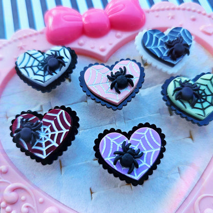 Elegant Spiderweb Ring | Halloween Ring | Heart Ring | Spider Ring | Pastel Halloween