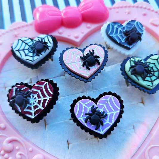 Elegant Spiderweb Ring | Halloween Ring | Heart Ring | Spider Ring | Pastel Halloween