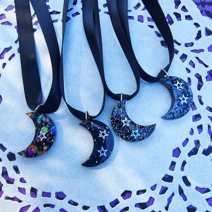 Black Moon Choker | Black Ribbon | Halloween Choker | Goth Choker | Black Choker