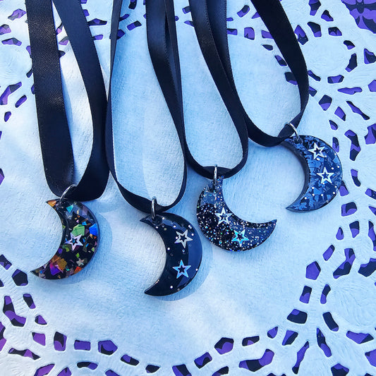 Black Moon Choker | Black Ribbon | Halloween Choker | Goth Choker | Black Choker