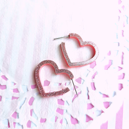 Small Heart Hoops | Statement Hoop Earrings | 90s Earrings | Chunky Earrings | Gyaru Earrings