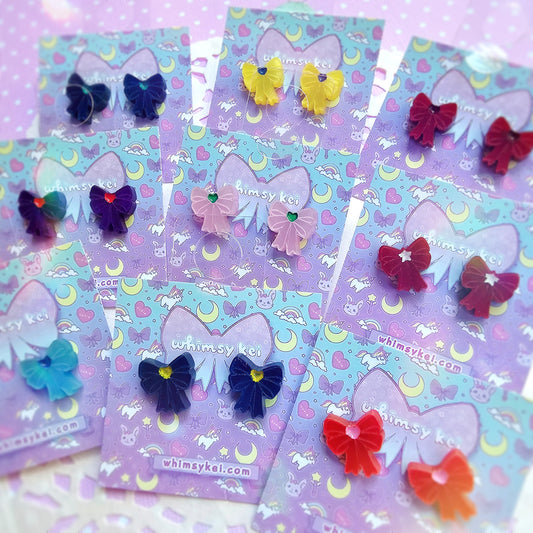 Sailor Moon Bow Stud Earring | Magical Girl Bow Stud Earring | Anime Stud