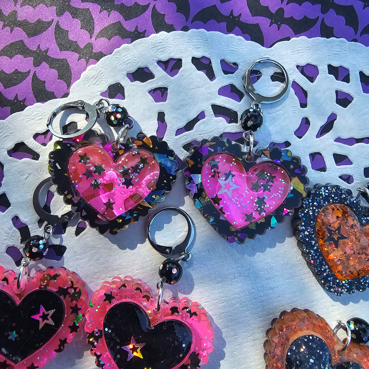 Halloween Heart Earrings | Goth Earrings | Gothic Lolita Earrings