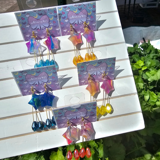 Marble Star Earrings | Mahou Kei Earrings | Fairy Kei | Star Stud Earrings | Pastel Earrings