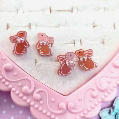 Easter Bunny Studs | Rabbit Studs | White Bunny Earrings | Brown Bunny | Easter Earrings | Easter Studs