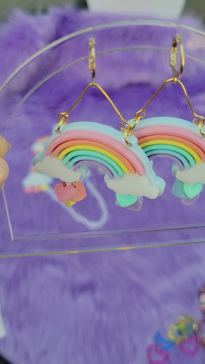 Pastel Rainbow Earrings | Pastel Rainbow Earrings | Fairy Kei Earrings | Sweet Lolita Earrings