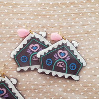 Gingerbread Earrings | Gingerbread House Earrings | Fake Cookie Earrings | Christmas Earrings | Sweet Lolita Earrings | Sweets Earrings | Christmas Jewelry