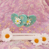 Daisy Heart Earrings | Daisy Earrings | Cottage Core Earrings | 90s Aesthetic