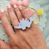 Pastel Stegosaurus Ring | Pastel Dinosaur Ring | Pastel Dino | Kawaii Dino | Dino Kei Ring | Dino Core