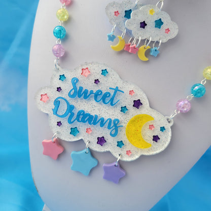 Sweet Dreams Necklace | Sparkly Cloud Necklace | Pastel Star Necklace | Sweet Lolita Necklace