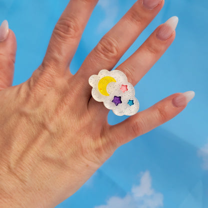 Sweet Dreams Ring | Sparkly Cloud Ring | Pastel Star Ring | Sweet Lolita Ring