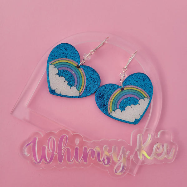 Rainbow of Love Earrings | Rainbow Earrings | Sparkly Heart Earrings | PRIDE Earrings | Large Earrings