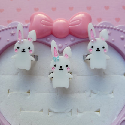 White Bunny Ring | Easter Bunny | White Rabbit | Sweet Lolita Ring | Kawaii Ring | Yume Kawaii | Kawaii Bunny | Pastel Kei Bunny