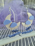 Pearly White Moon Earrings | Pastel Goth Earrings | Halloween Earrings | Spooky Bat Earrings | Moon Chandelier Earrings | Gothic Lolita Earrings