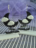 Sparkly Black Moon Earrings | Halloween Earrings | Spooky Bat Earrings | Moon Chandelier Earrings | Gothic Lolita Earrings
