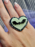 Bat Cameo Ring | Pastel Goth Cameo Bats | Gothic Lolita Ring | Halloween Ring