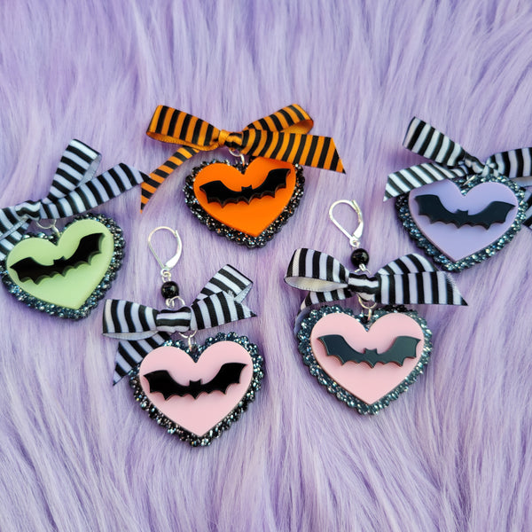 Bat Cameo Earrings | Pastel Goth Cameo Bats | Gothic Lolita Earrings | Halloween Earrings