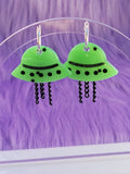 Neon UFO Earrings | Glow in the Dark UFO Hoops | Halloween Earrings | Glow in the Dark Earrings | Uchuu Kei Earrings
