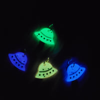 Neon UFO Earrings | Glow in the Dark UFO Hoops | Halloween Earrings | Glow in the Dark Earrings | Uchuu Kei Earrings