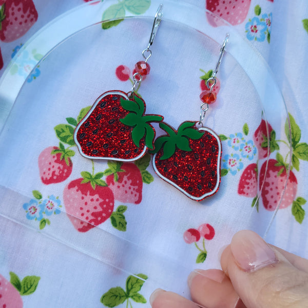 Red Strawberry Earrings | Summer Earrings | Spring Earrings | Sweet Lolita Earrings | Red Berry Earrings