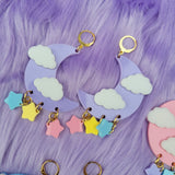 Dreamy Moon Earrings | Pastel Moon | Fairy Kei Moon | Decora Kei Earrings | Sweet Lolita Earrings | Pastel Sky | Dreamy Sky