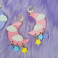 Dreamy Moon Earrings | Pastel Moon | Fairy Kei Moon | Decora Kei Earrings | Sweet Lolita Earrings | Pastel Sky | Dreamy Sky