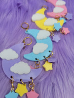 Dreamy Moon Earrings | Pastel Moon | Fairy Kei Moon | Decora Kei Earrings | Sweet Lolita Earrings | Pastel Sky | Dreamy Sky