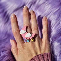 Dreamy Moon Ring | Pastel Moon | Dreamy Sky Ring | Fairy Kei Ring | Decora Kei | Sweet Lolita Ring | Pastel Sky