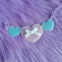 Triple Pastel Heart Necklace | Triple Heart Necklace | Fairy Kei Necklace | Decora Kei