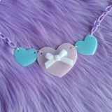 Triple Pastel Heart Necklace | Triple Heart Necklace | Fairy Kei Necklace | Decora Kei