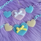 Triple Pastel Heart Necklace | Triple Heart Necklace | Fairy Kei Necklace | Decora Kei