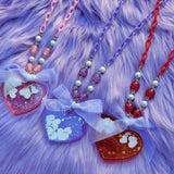 Glitter Heart Shaker Necklace | Valentines Heart Necklace | Glitter Valentines Necklace | Lovecore Necklace | Sweet Lolita Necklace