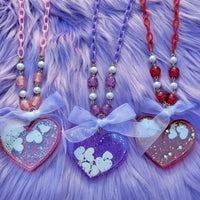 Glitter Heart Shaker Necklace | Valentines Heart Necklace | Glitter Valentines Necklace | Lovecore Necklace | Sweet Lolita Necklace